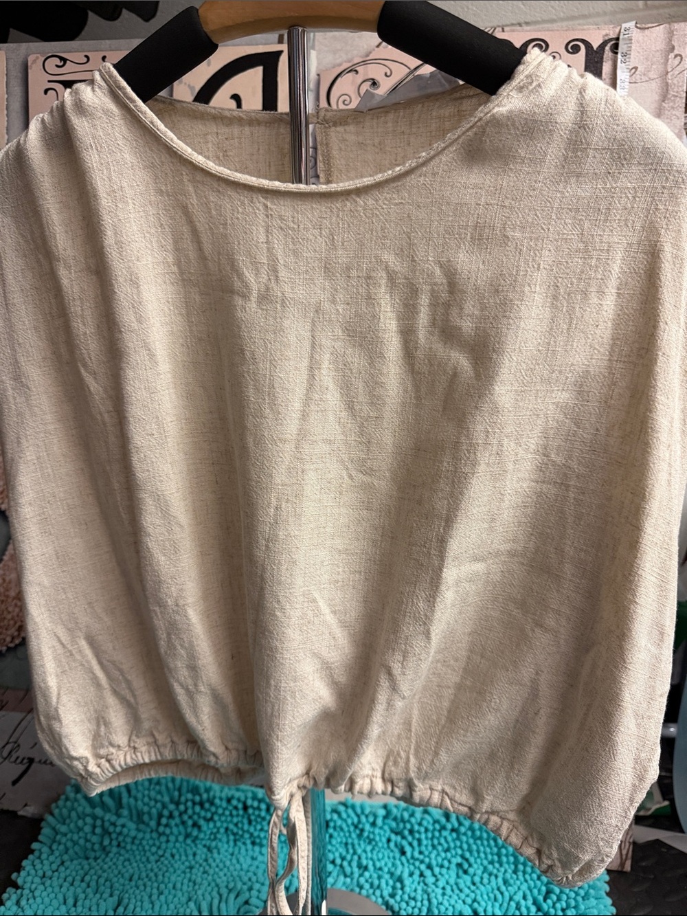 ❣️5/$25❣️Primark Cream Linen-Blend Drawstring Hem Top